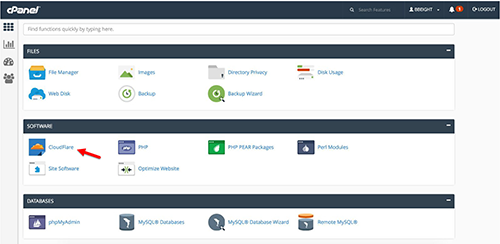 Click on the cloudflare icon in cPanel