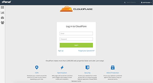 Login CloudFlare Screen