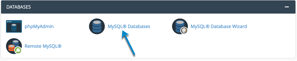 MySQL Database Menu of cPanel Interface