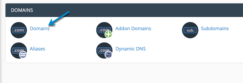 Domain Menu of cPanel Interface