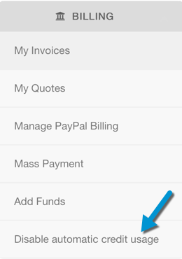 How to disable the automatic usage of your credit to clear invoices