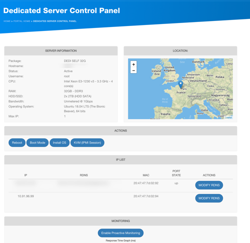 How to access your dedicated server control panel