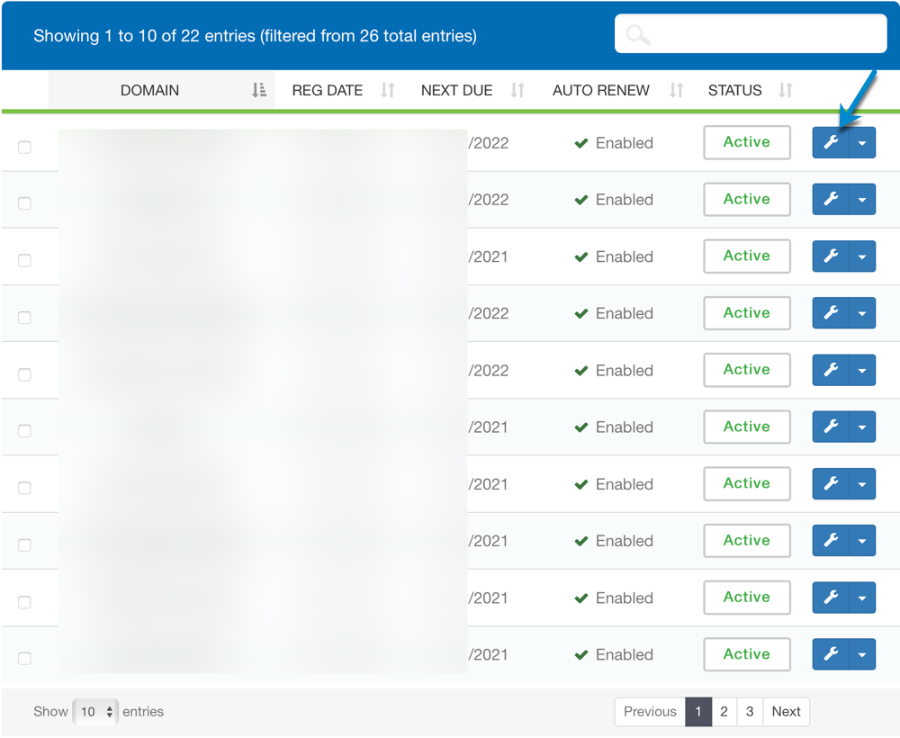 HostStage Domains Manager homepage