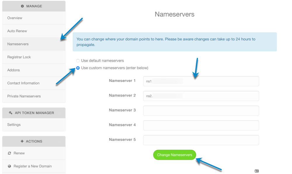 HostStage Domains Nameservers guide