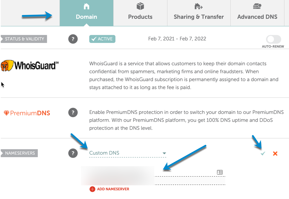 Namecheap dns settings interface