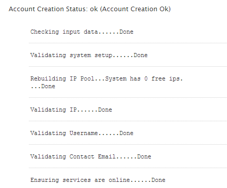 How to create a cPanel account from WHM step 7