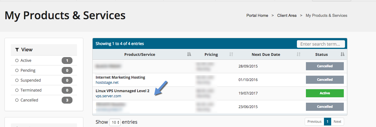 How to select the list of your VPS in a the VPS table