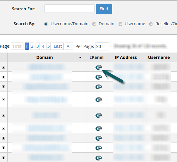 how to list cPanel accounts in WHM