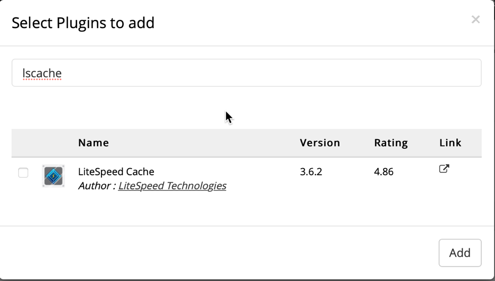 pop up that prompts the user to select wordpress plugins from the public repository for his set