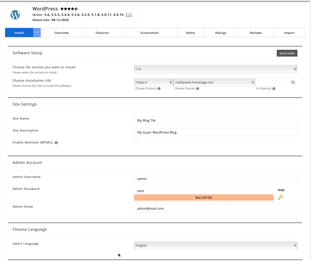 Wordpress Installation Configuration options part 1