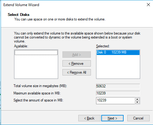 How to expand your partition on Windows Server 16 