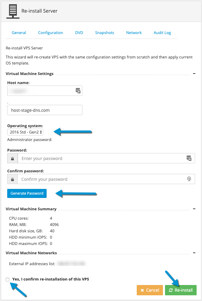 third Windows VPS Panel Reinstallation page