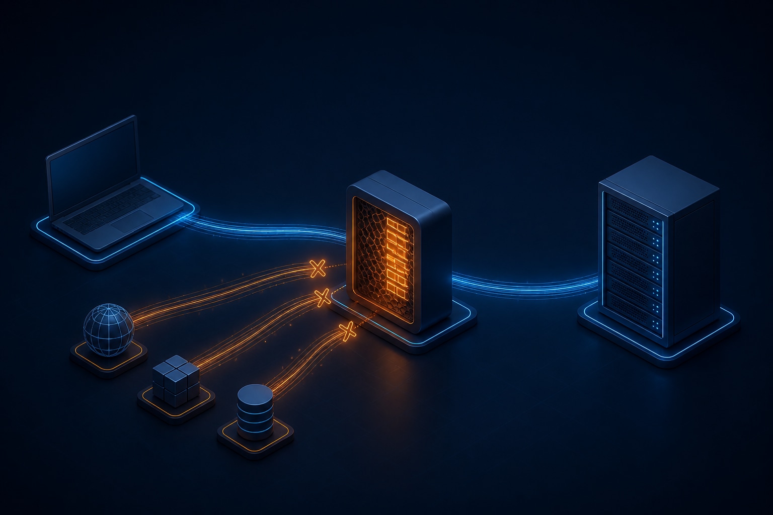 Trusted administrator connection passing through a firewall to a Windows VPS while untrusted paths are blocked
