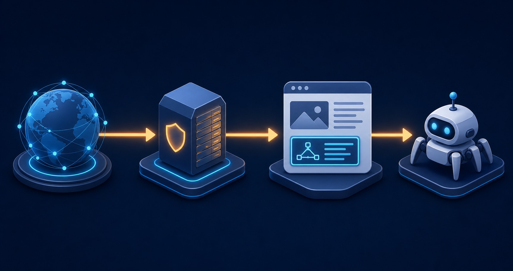 Request flow from edge delivery through the origin and page to a web crawler