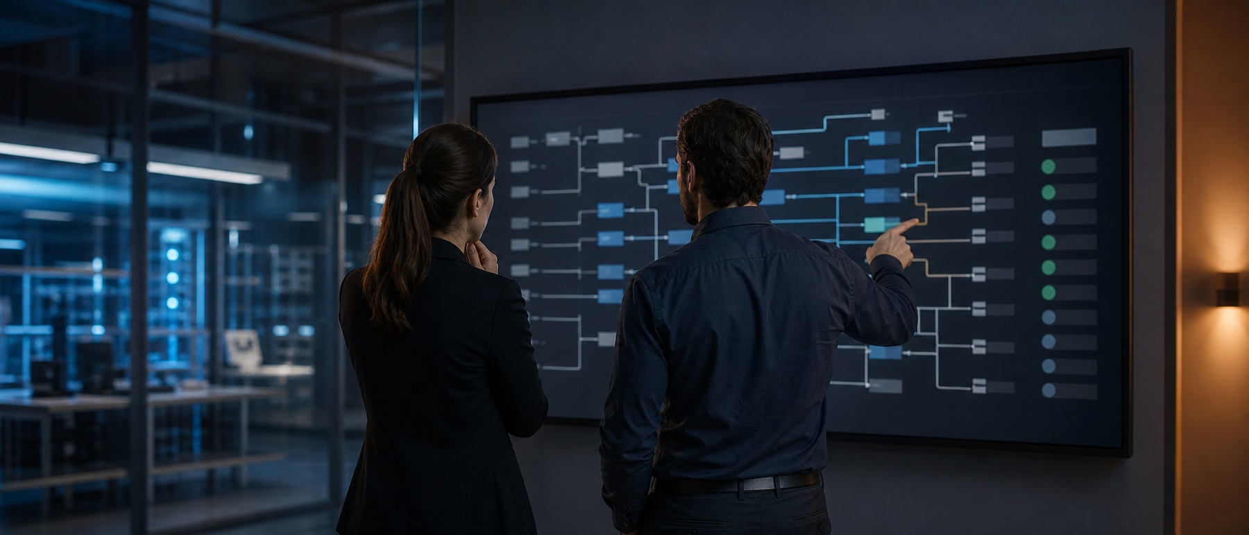Two technical professionals reviewing a documentation workflow